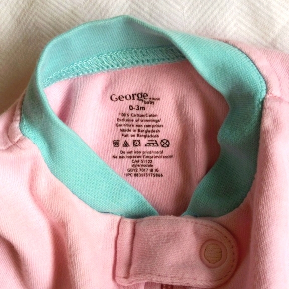 george pink mouse zipper footie sleeper pajamas 3 months baby girl - Picture 5 of 6